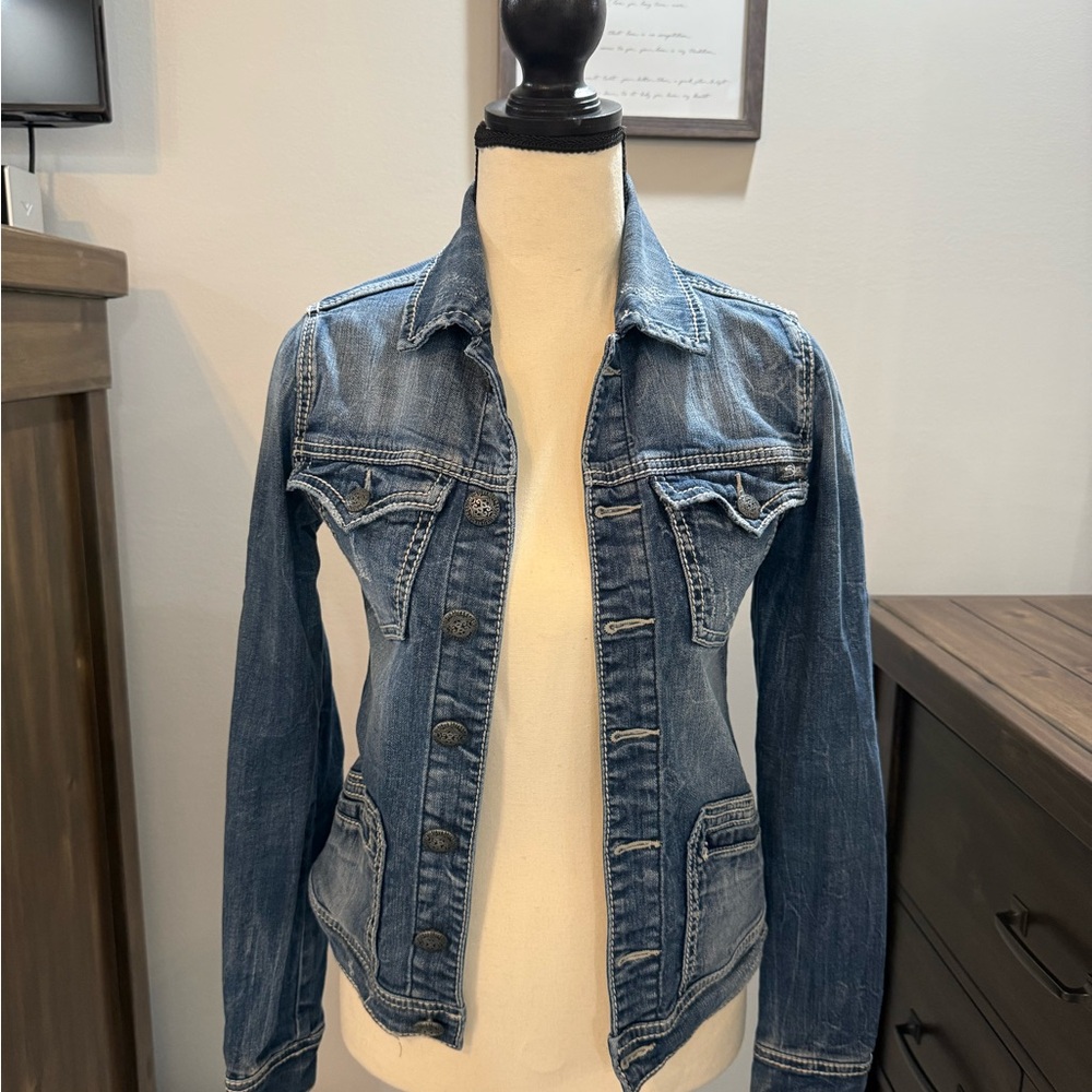 Silver Jeans Medium Wash Cotton Denim Jacket